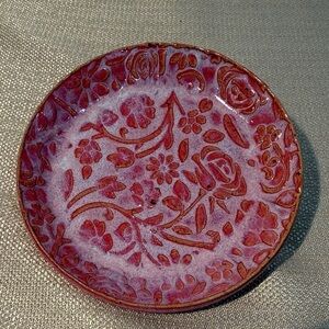 New Handcrafted Floral Pink Tones Trinket Decorative Dish